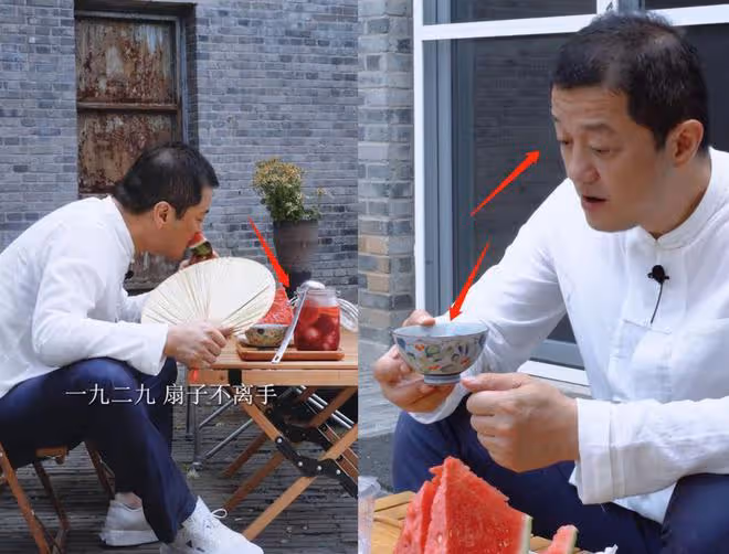 李亞鵬在豪宅避暑,吃麵條用筷子敲碗,喝楊梅汁酸到臉部變形