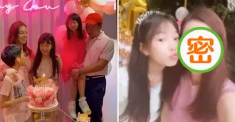 曾馨瑩為13歲女兒慶生，「母女像姐妹」三孩媽還是很苗條，郭台銘罕見現身同框：全家福畫面甜蜜溫馨