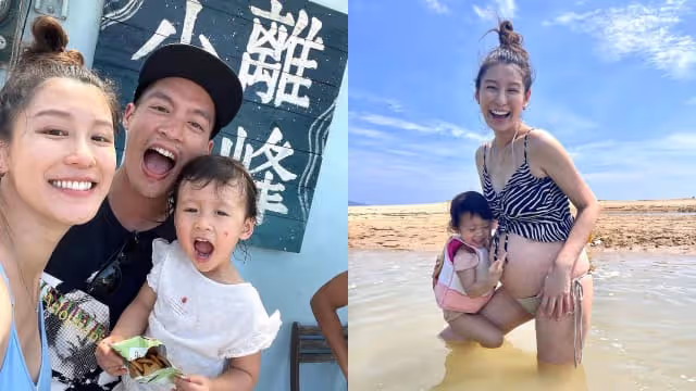 許孟哲辣妻挺37周大肚玩水　網民直呼：這身材不科學！