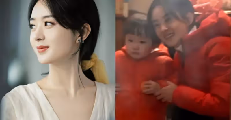 趙麗穎片場抱孩子看煙花！抱娃動作十分嫻熟，蹲下安撫哭泣小演員