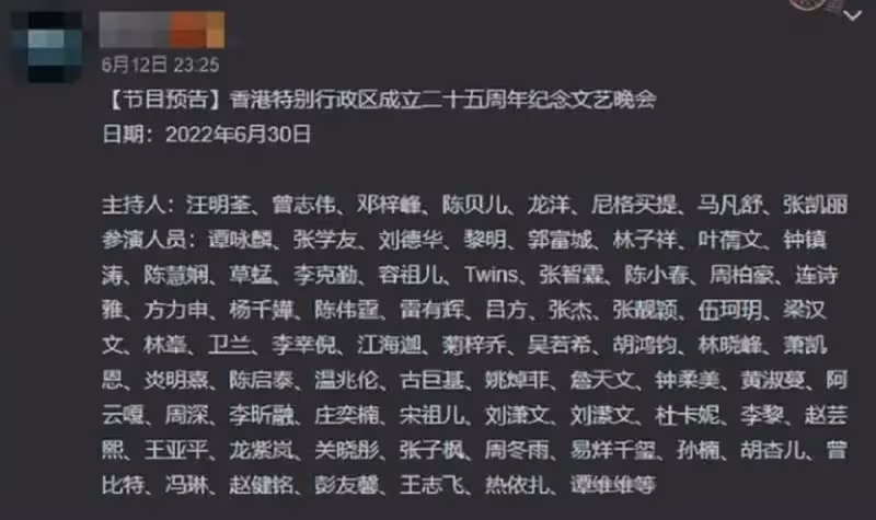 香港回歸25周年晚會　「四大天王」僅劉德華參加