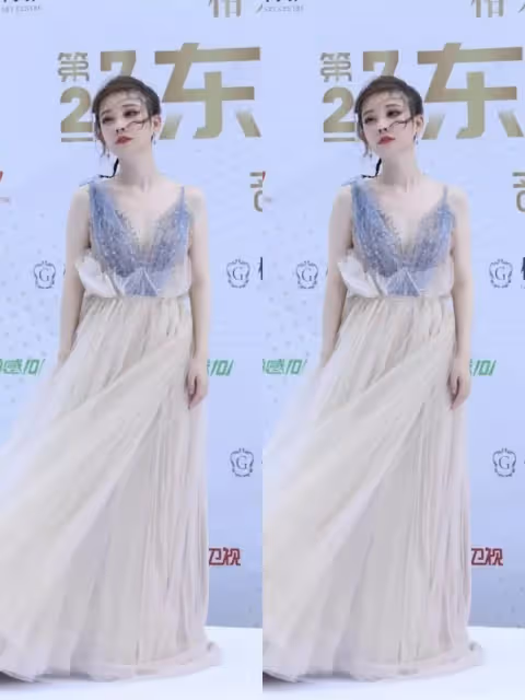 馮提莫雖然個子不高 但身材還挺好的 一襲輕紗禮服靈動又清純