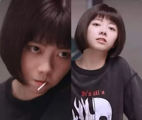 譚松韻藍白色調穿搭完美側顏 妝容乾淨氣質清新甜美