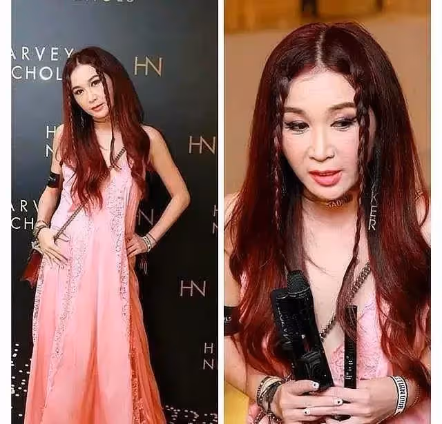 55歲溫碧霞未精修圖流出,粉色吊帶長裙少女風,但滿臉皺紋濃妝遮不住,遭網友狠批:別再扮少女了
