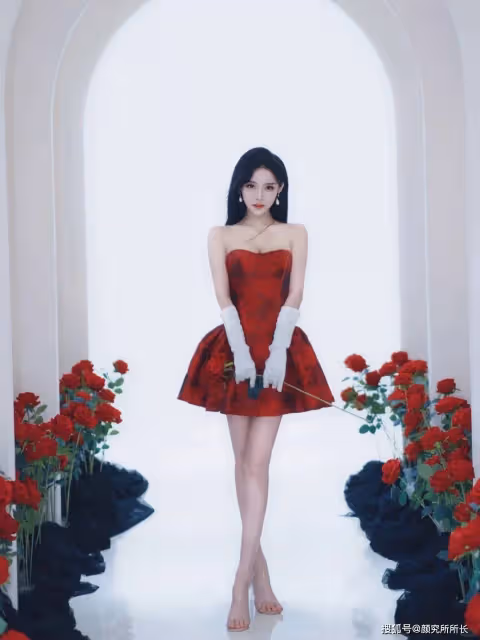 20歲極品尤物少女的時尚穿搭:紅裙映白袖 優雅與自信交織的魅力時尚秀