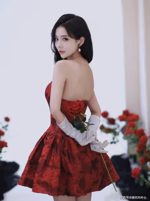 20歲極品尤物少女的時尚穿搭:紅裙映白袖 優雅與自信交織的魅力時尚秀