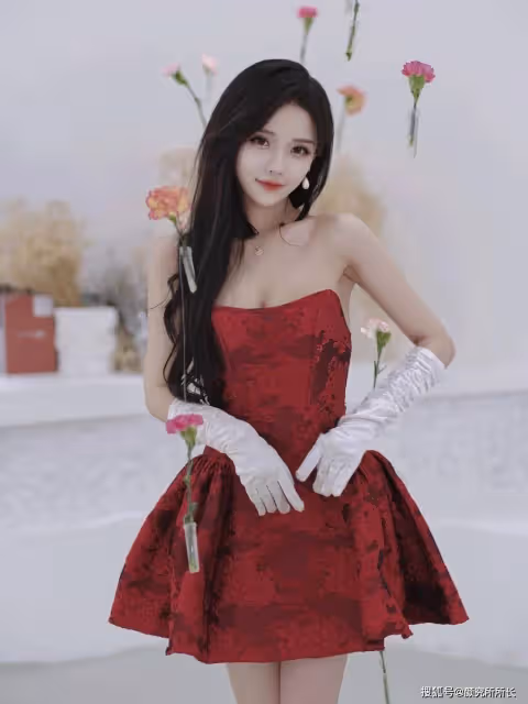 19歲極品尤物少女的時尚穿搭:紅裙倩影,優雅綻放的時尚魅力