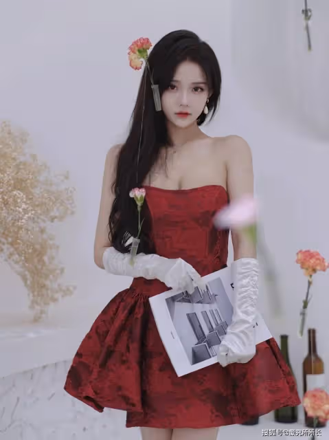 19歲極品尤物少女的時尚穿搭:紅裙倩影,優雅綻放的時尚魅力