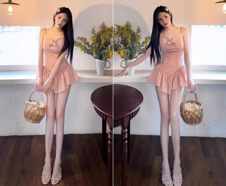 高跟鞋搭配小粉裙,嬌美又可愛!適合清純女生