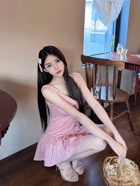 高跟鞋搭配小粉裙,嬌美又可愛!適合清純女生