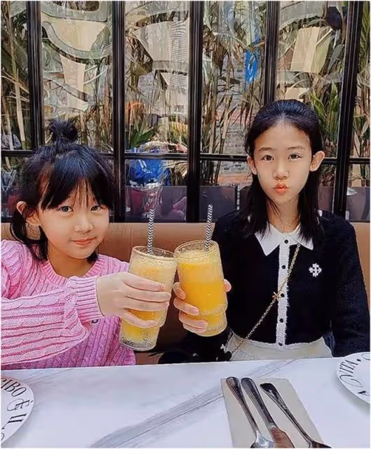 陸毅一家罕見同框！鮑蕾穿小香風貴婦范十足，兩女兒共用一張臉