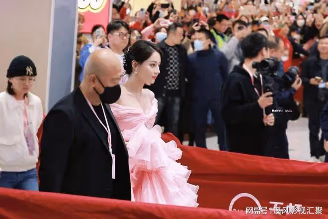 迪麗熱巴元氣桃桃妝驚艷,身穿高定粉色紗裙,鎖骨美背白到發光!