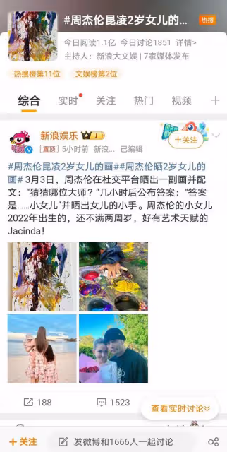 周杰倫曬女兒塗鴉引熱議,網友:可愛就完事兒,別吹藝術天賦