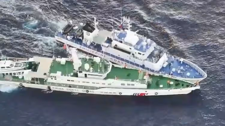 中國海警船與菲律賓防衛隊「碰撞影片」曝光　菲船受損