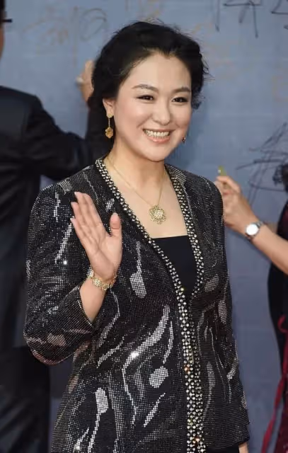 46歲的沈傲君,身材發福依舊有嬰兒肥,穿一襲黑色長裙,氣色好