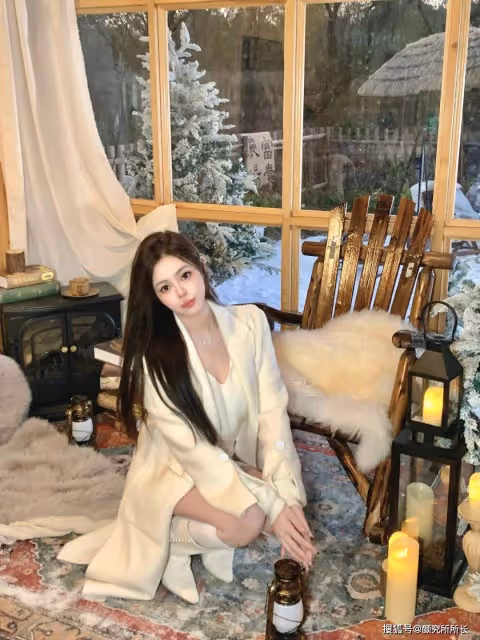 21歲極品尤物的時尚穿搭:冬季白色大衣搭配白靴 氣質與魅力並存
