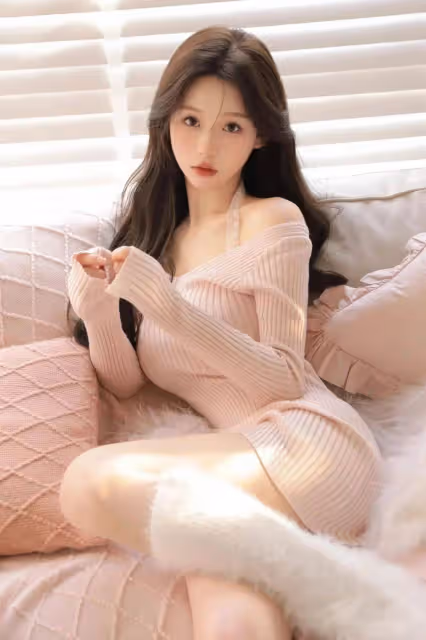 春之韻:粉色露肩裙與白色毛絨襪的詩意邂逅!