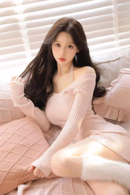 春之韻:粉色露肩裙與白色毛絨襪的詩意邂逅!