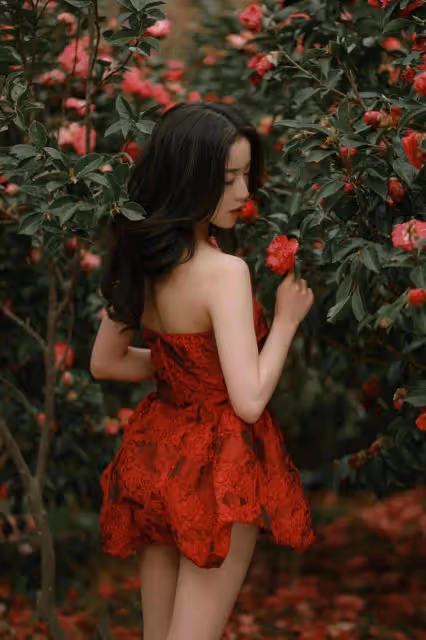 神秘美女探花海,紅裙嫵媚引魂!獨特氣質令人驚艷!