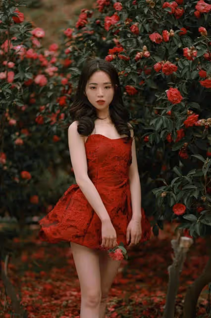 神秘美女探花海,紅裙嫵媚引魂!獨特氣質令人驚艷!
