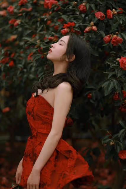 神秘美女探花海,紅裙嫵媚引魂!獨特氣質令人驚艷!