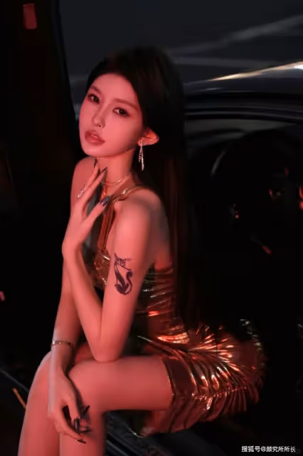 178cm 36D極品尤物時尚穿搭:金色連衣包臀裙 盡顯完美身材