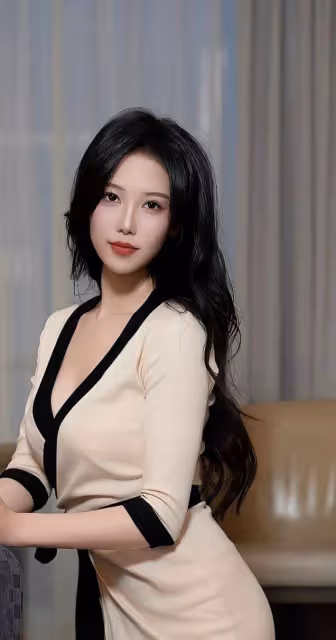 御姐風範,米白色連衣裙的優雅與誘惑
