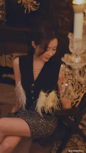 25歲極品女神時尚穿搭:無袖黑色背心搭配亮片短褲 迷人又性感