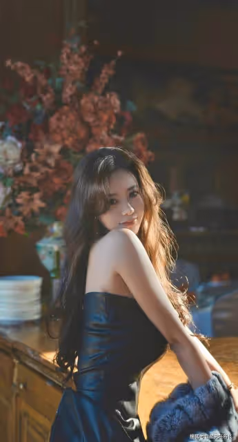 25歲極品尤物時尚穿搭:黑色抹胸連衣裙 凸顯曼妙身材