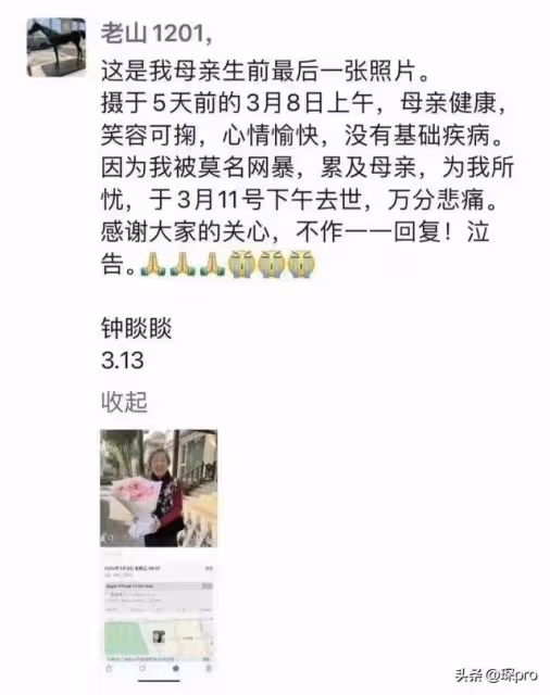 鍾睒睒:因自己被網暴累及母親,導致母親去世,遭網友瘋狂吐槽