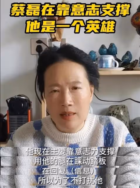葉檀曝蔡磊近況:情況越來越糟糕,只能用腿來打字!靠意志力支撐