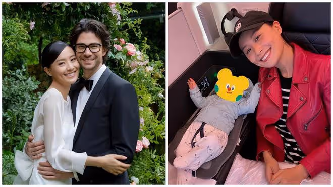 恭喜！42歲陳法拉二胎得子，女兒捧花送給媽媽，一家四口曬幸福照