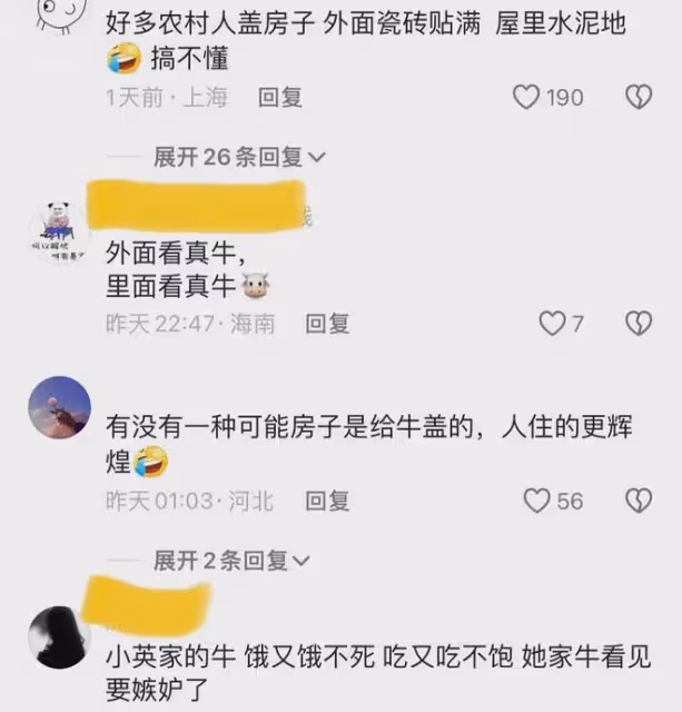 男子感嘆農村房子人畜興旺，一邊養人另一邊竟直接養牛：這能住？