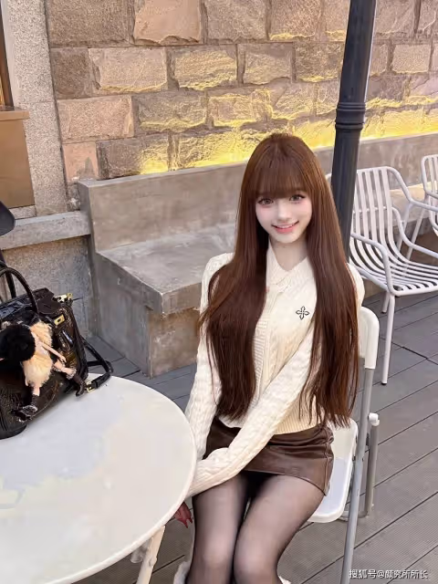 19歲極品尤物少女街拍穿搭:米色針織衫親膚透氣又迷人