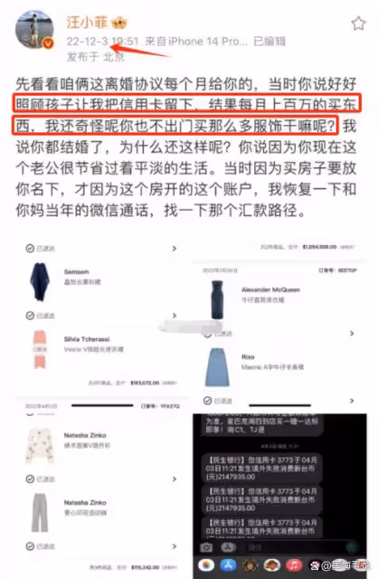 汪小菲庭審撕大S,爆其離婚前刷270萬轉移財產