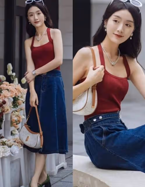 夏季穿搭「弔帶+半裙」!時尚又優雅,女人味照穿就對了