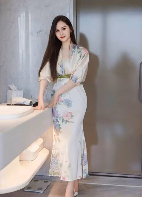 粉色誘惑！深V連衣裙的性感秘籍，火辣身材一覽無餘