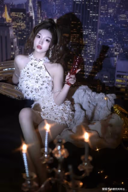19歲極品尤物時尚穿搭:古典且時尚的亮片短衣和包臀裙