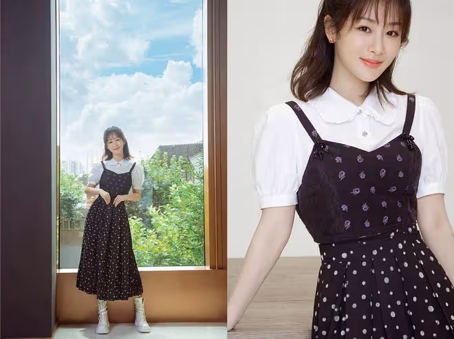 楊紫換了髮型同樣很美,身穿「愛心裙」好甜美,真是少女感滿滿