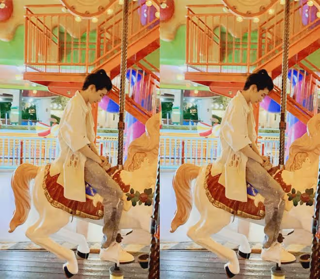 王源遊樂園「上班營業照」GET,「小揪揪」太可愛,少年感好強