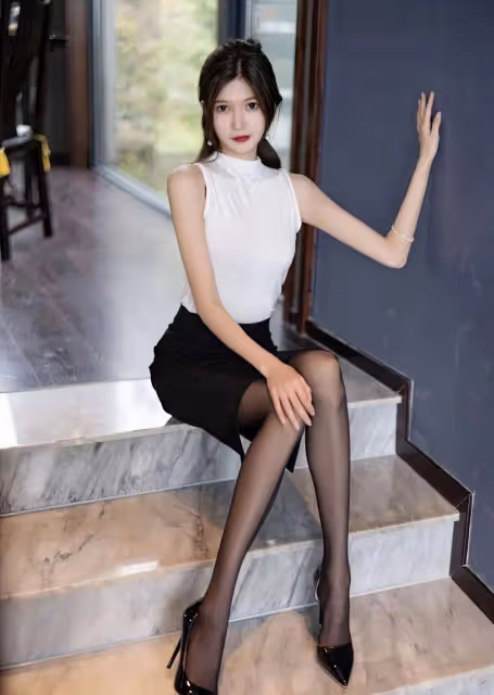 黑絲配背心,熱辣性感風!美女火辣穿搭,誘惑指數爆表!