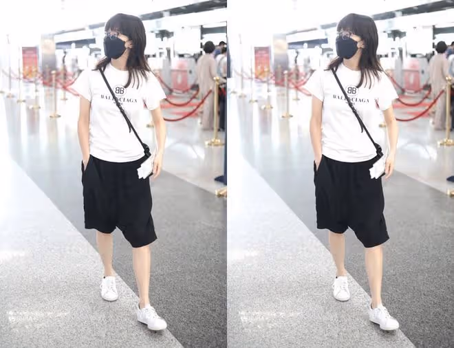 焦俊艷穿格紋褲太少女,「奶油肌」白到反光,還以為是未成年