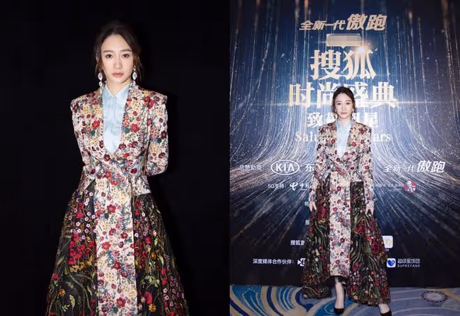平時不愛打扮的李小冉,穿禮裙太驚艷,這麼花的衣服都能HOLD的住