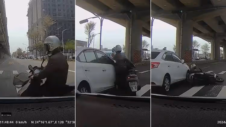 傻眼影片｜台中阿伯「機車鬼切」果然撞了　網嘲：自殺式攻擊