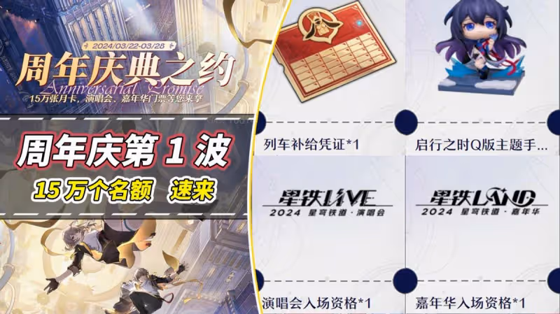 崩鐵:周年慶第1波來啦!月卡手辦演唱會門票,別忘記了