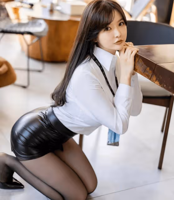 白襯衫配皮裙：清純與性感交織，婀娜身段嫵媚展現，魅力無與倫比！