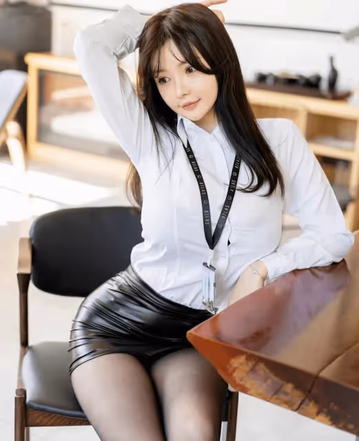 白襯衫配皮裙：清純與性感交織，婀娜身段嫵媚展現，魅力無與倫比！