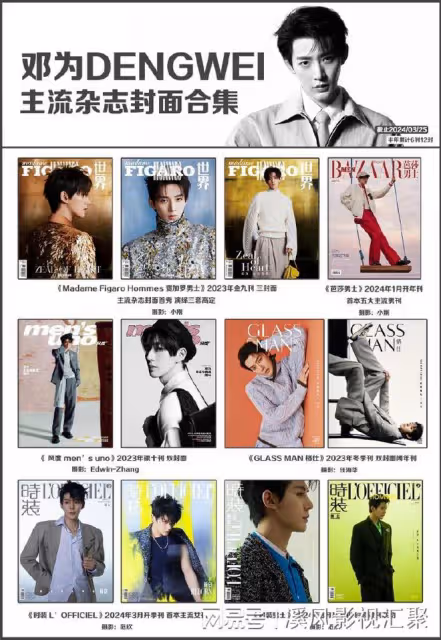 鄧為男士3月封面,全套新款迪奧高定,雜誌15年首次更換刊頭太牛