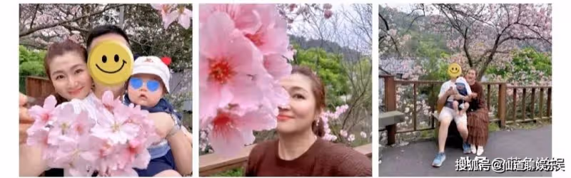 Selina曬一家三口賞櫻花照,她甜靠老公肩上,小朋友肉嘟嘟好可愛