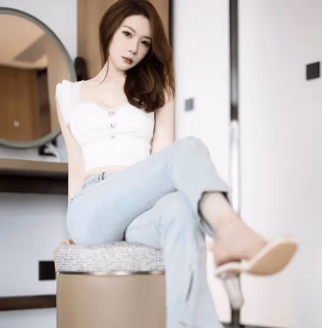 性感白上衣+牛仔褲:勾勒高挑曼妙,嫵媚婀娜,美輪美奐,魅力無限